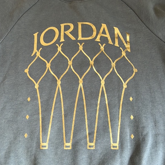 Jordan Jumpman Gray and Gold Basketball Net Graphic Sweatshirt Sz M 10 - 12 NWT - Picture 3 of 13